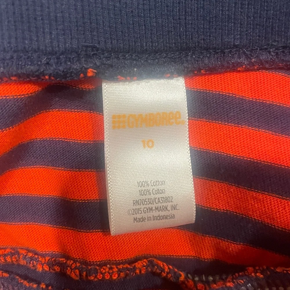 Gymboree Outfit. Long sleeve tee w/ tiered ruffle skirt. Orange + navy Sz 10 EUC